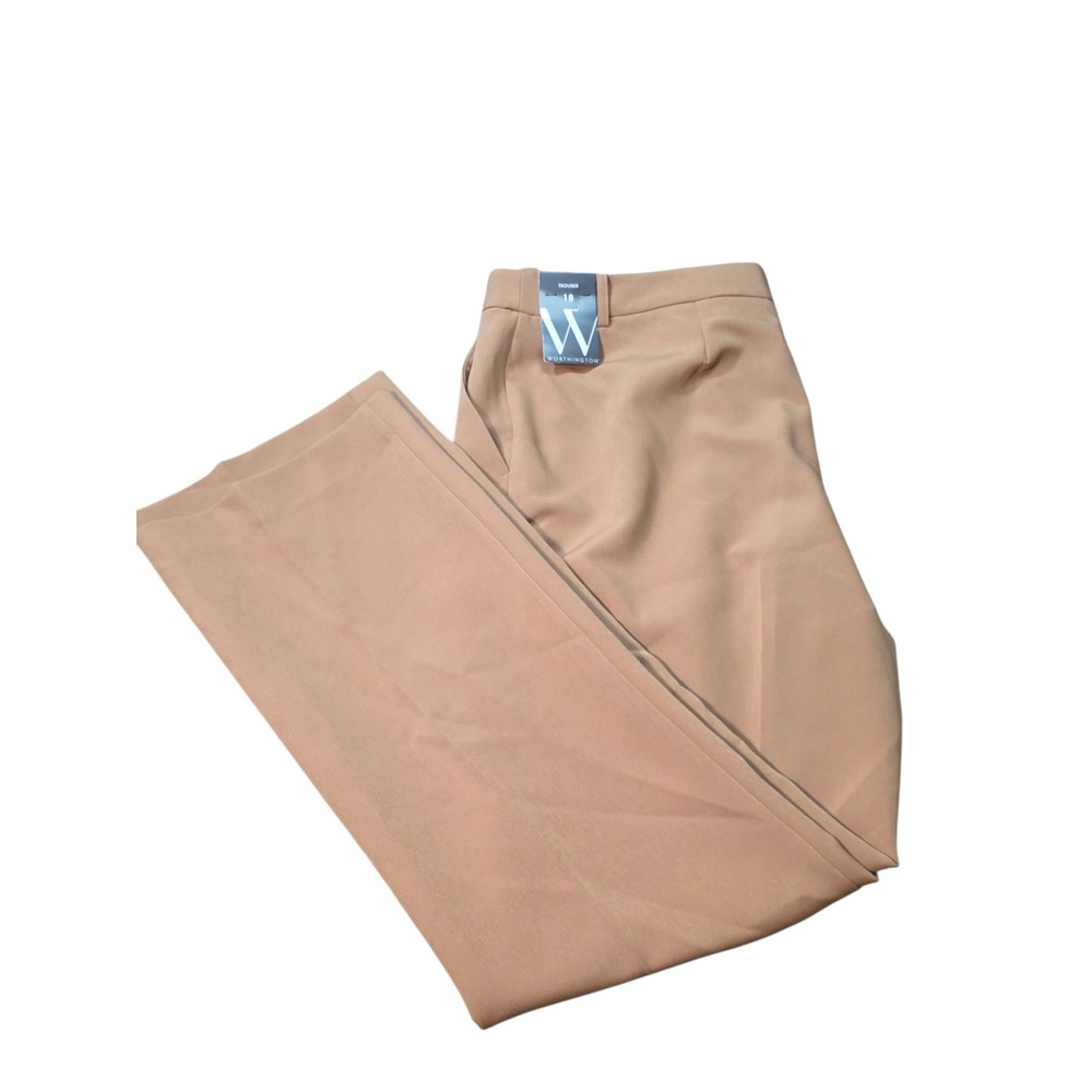 Worthington Bootcut Dress Pants Career Trousers Business Casual Tan Size 18